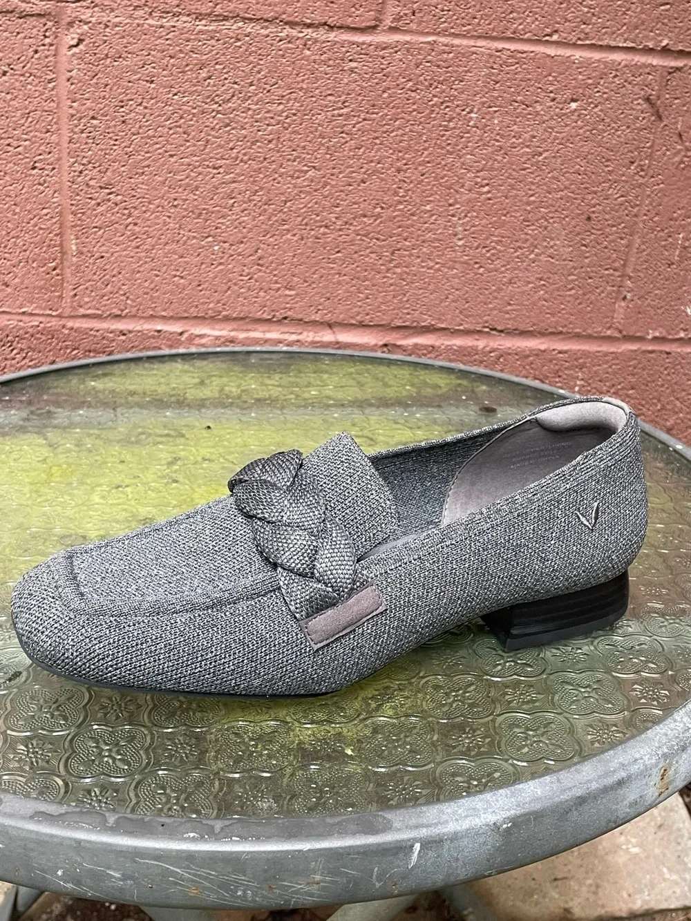 Vivaia Gray Square Toe Heeled Loafers Size 40